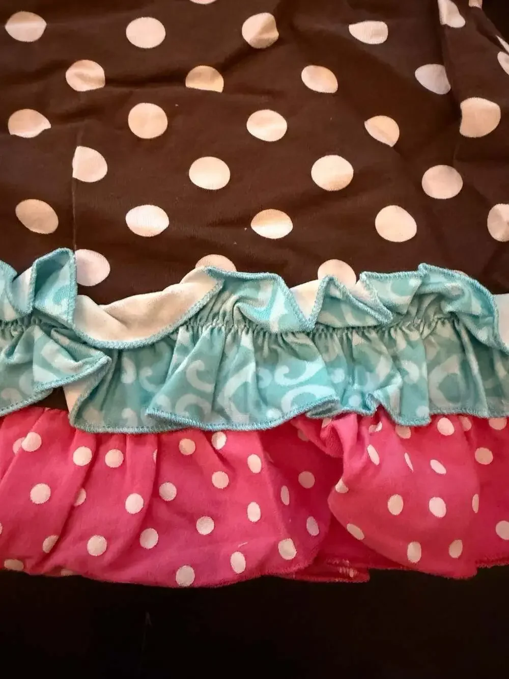 Brown Polka Dot Turkey Dress with Ruffles size S (2/3T)